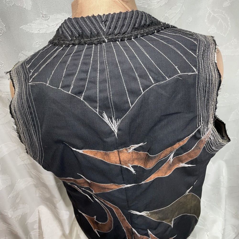 XANADU DESIGNS Black Panther Inspired, Upcycled mens suit coat, made into vest. - Picture 13 of 14